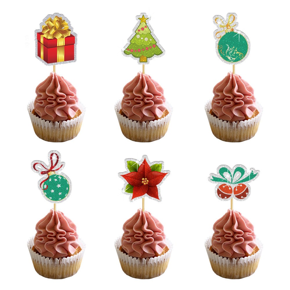 Set Toppere pentru Tort si Prajituri, Tematica Craciun, Model Mare Scris Merry Christmas 15.5x14.3 cm, 6 Toppere Mici Modele Variate 5x5 cm, Multicolor [2]