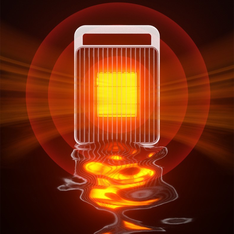 Mini Aeroterma, Mini Radiator Electric, Putere 900 W, Buton cu 2 Trepte de Temperatura, Inchidere Automata, cu Maner de Prindere, 15x10.3x21 cm, Alb/ Negru [8]