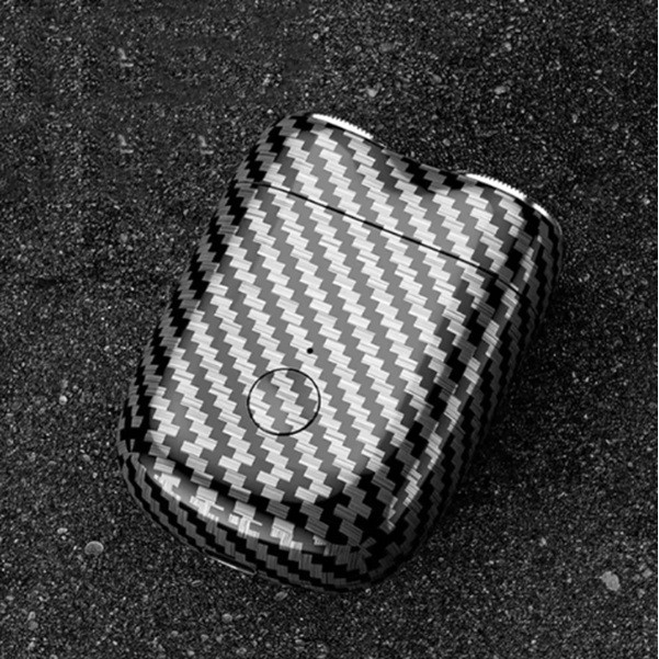 Mini Aparat de Ras Electric, din ABS cu Fibra de Carbon, Portabil, Cap Rotativ Detasabil cu 2 Lame de Otel, Rezistent la Apa, Incarcare Type-C, Autonomie 45 min, Alb/Negru [3]