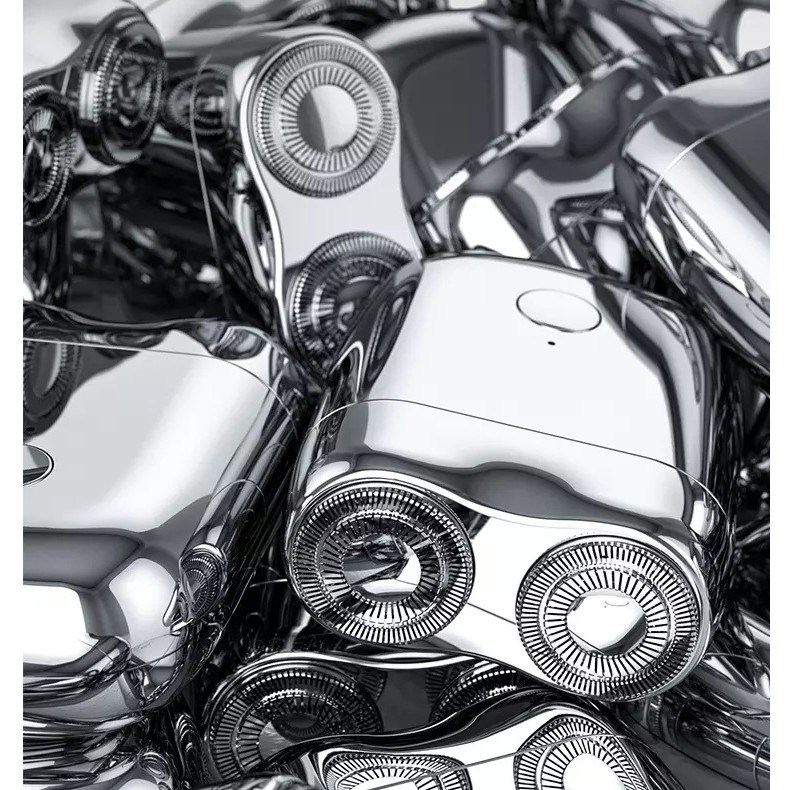 Mini Aparat de Ras Electric, din ABS cu Fibra de Carbon, Portabil, Cap Rotativ Detasabil cu 2 Lame de Otel, Rezistent la Apa, Incarcare Type-C, Autonomie 45 min, Argintiu [4]