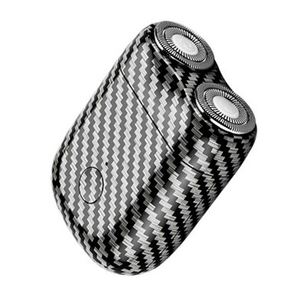 Epilare, tuns si ras - Mini Aparat de Ras Electric, din ABS cu Fibra de Carbon, Portabil, Cap Rotativ Detasabil cu 2 Lame de Otel, Rezistent la Apa, Incarcare Type-C, Autonomie 45 min, Alb/Negru