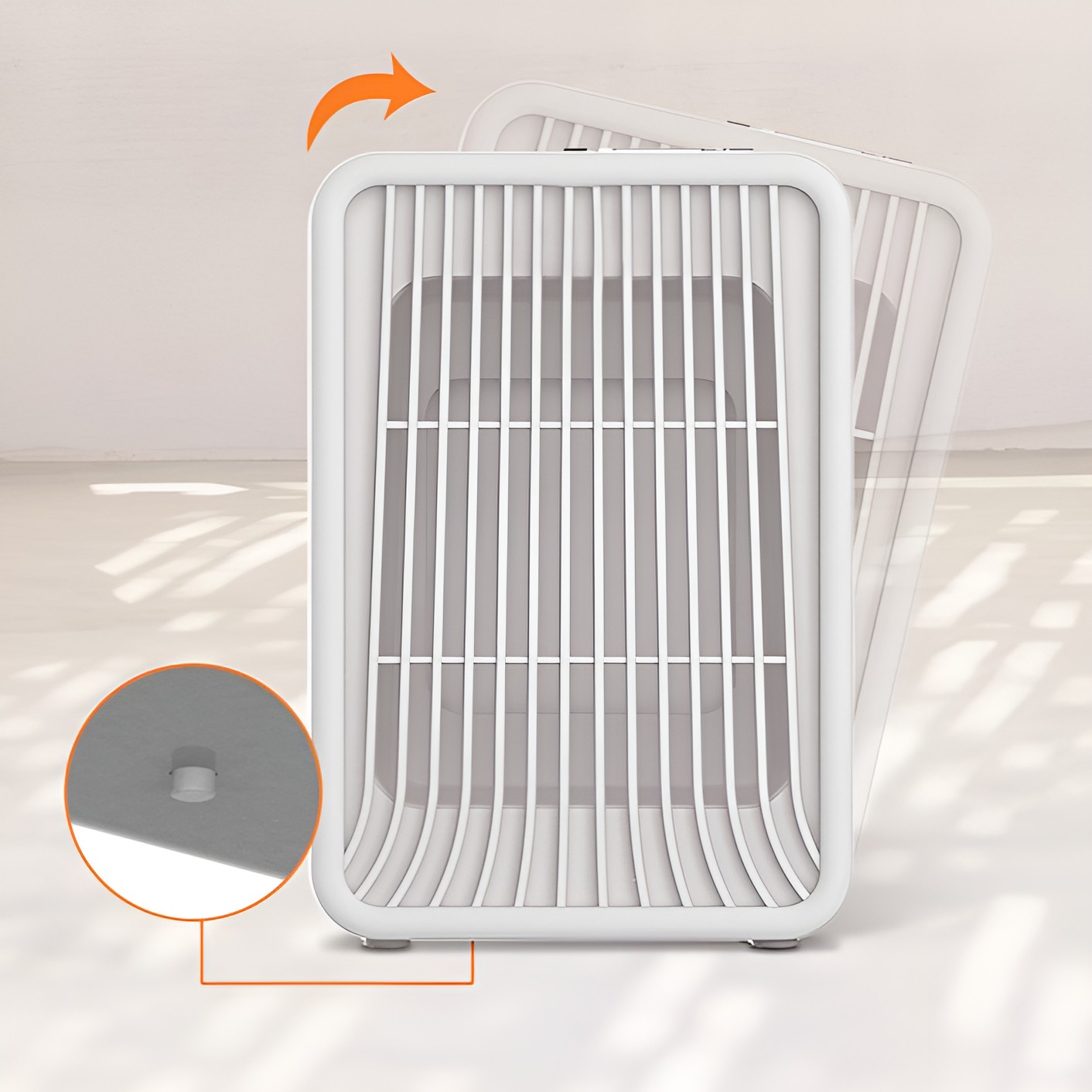 Mini Incalzitor pentru Birou, Incalzire si Racire, 1000-1200W, cu Lumini, cu Maner, Lungime Cablu 1.5 m, 3 Trepte de Temperatura, 15.3x13.8x22.5 cm, Alb [3]