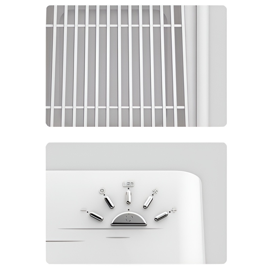 Mini Incalzitor pentru Birou, Incalzire si Racire, 1000-1200W, cu Lumini, cu Maner, Lungime Cablu 1.5 m, 3 Trepte de Temperatura, 15.3x13.8x22.5 cm, Alb [6]