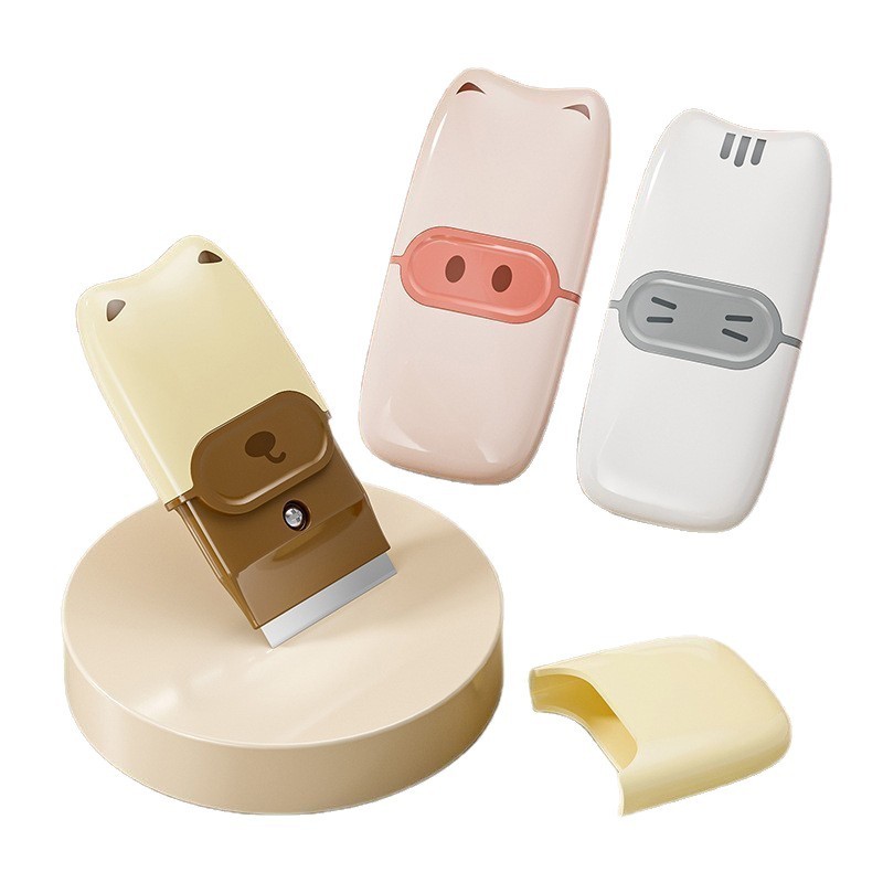 Mini Racleta de Curatare, pentru Etichete, Adezivi, din ABS+ Metal, 2 Lame Incluse, Roz [2]