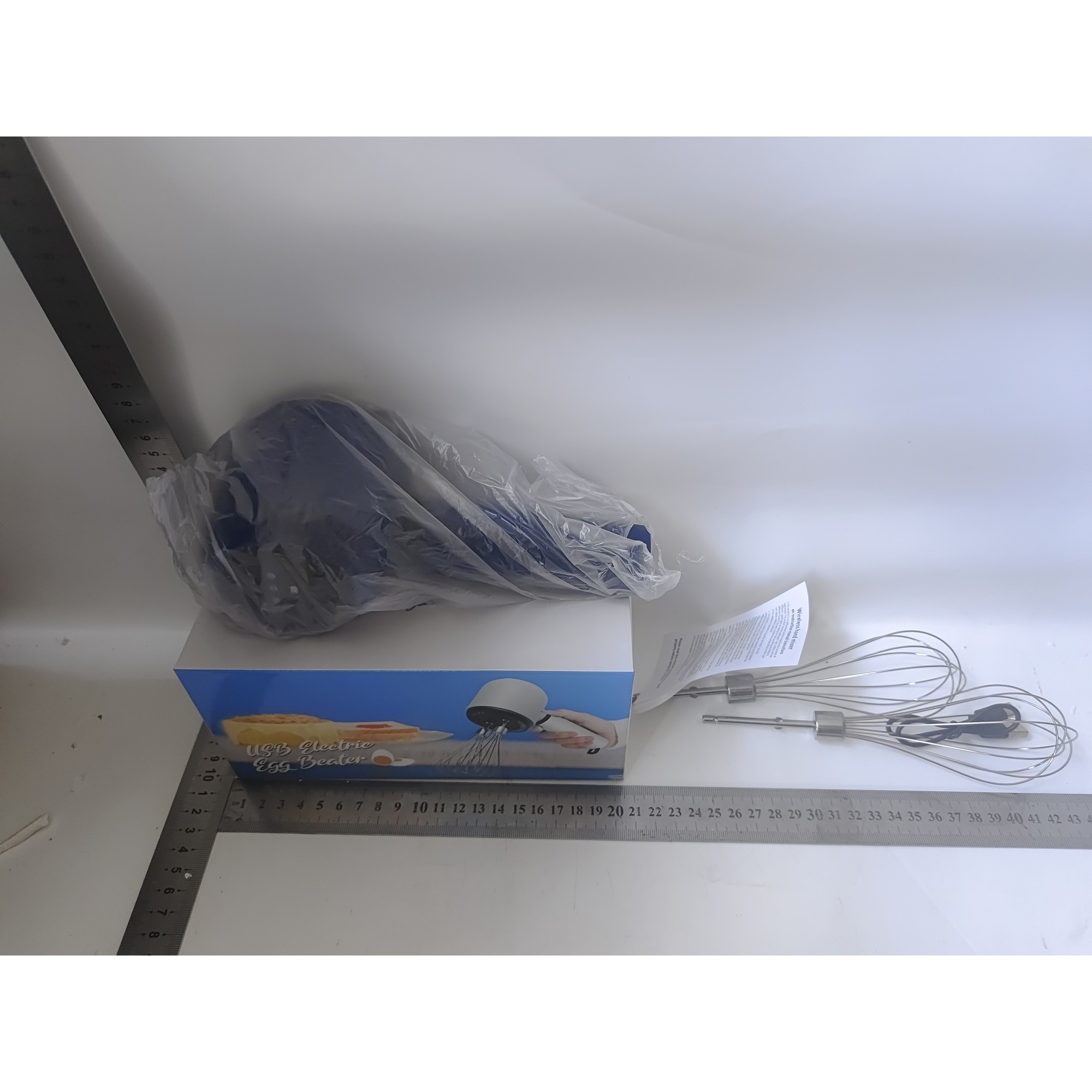 Mixer Electric fara Fir, Mixer pentru Oua Smantana Frisca, Maner Plastic, Usor de Utilizat si Depozitat, 20 x 8.5 x 14.5 cm, Albastru Inchis [4]