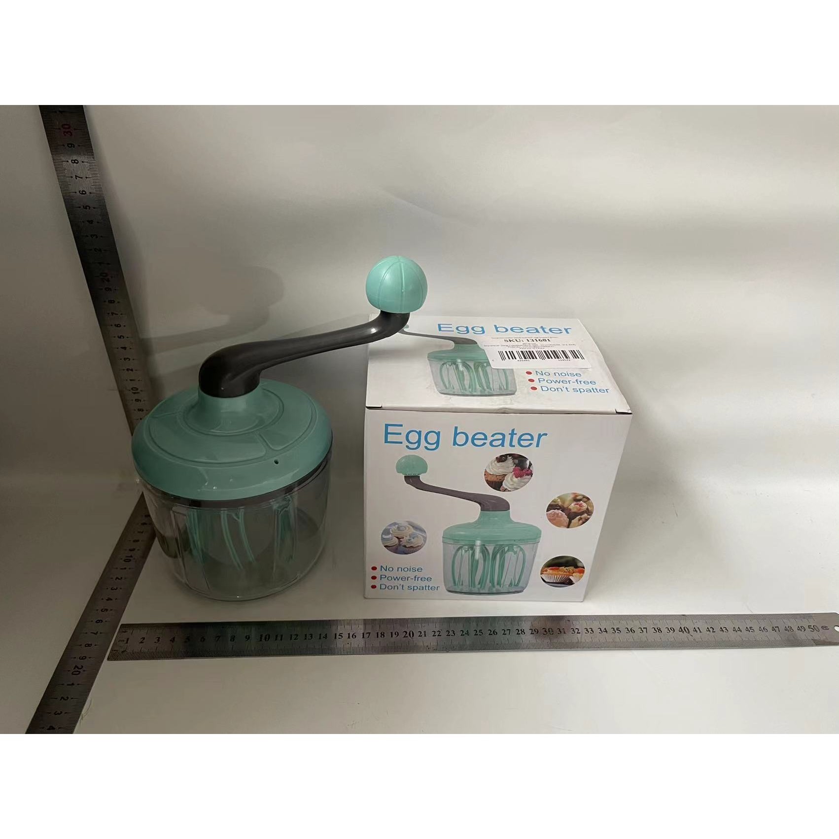 Mixer Manual, pentru Oua Smantana Frisca Aluat, Maner Plastic, Usor de Utilizat si Depozitat, Bol Transparent, 24.5 x 11.5 cm Verde [5]