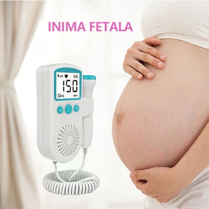 Monitor Fetal Doppler, Monitorizare Sarcina, Ritm Cardiac, Ecran LCD 4.5 cm, 2 x Baterii AA (neincluse), Portabil, din ABS, 12.8 x 9.6 x 3 cm, Utilizare de la 9 Saptamani, Verde [5]