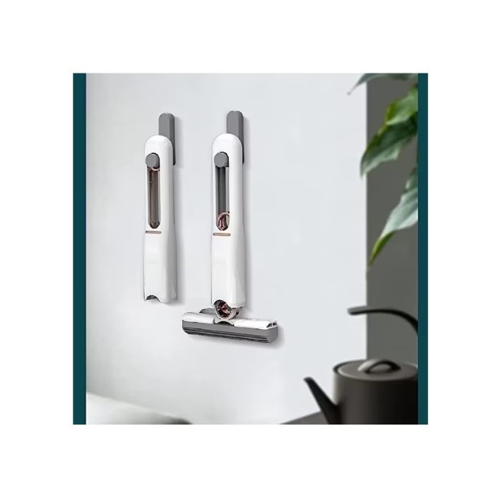 Mop de Mana Mini-Portabil, cu Sistem de Stoarcere, Dispozitiv de Curatat Manual, cu Burete Absorbant, din PVA, 29.5 x 15.5 cm, 2 Rezerve, Alb [1]