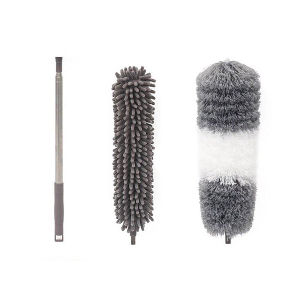 Maturi, Perii, Mopuri si Galeti - Mop din Microfibra pentru Curatenie, Set 2 Capete Detasabil, Mop din Microfibra, Pamatuf pentru Praf, Maner Extensibil, EVA, Impachetate in Sac cu Fermoar, Gri