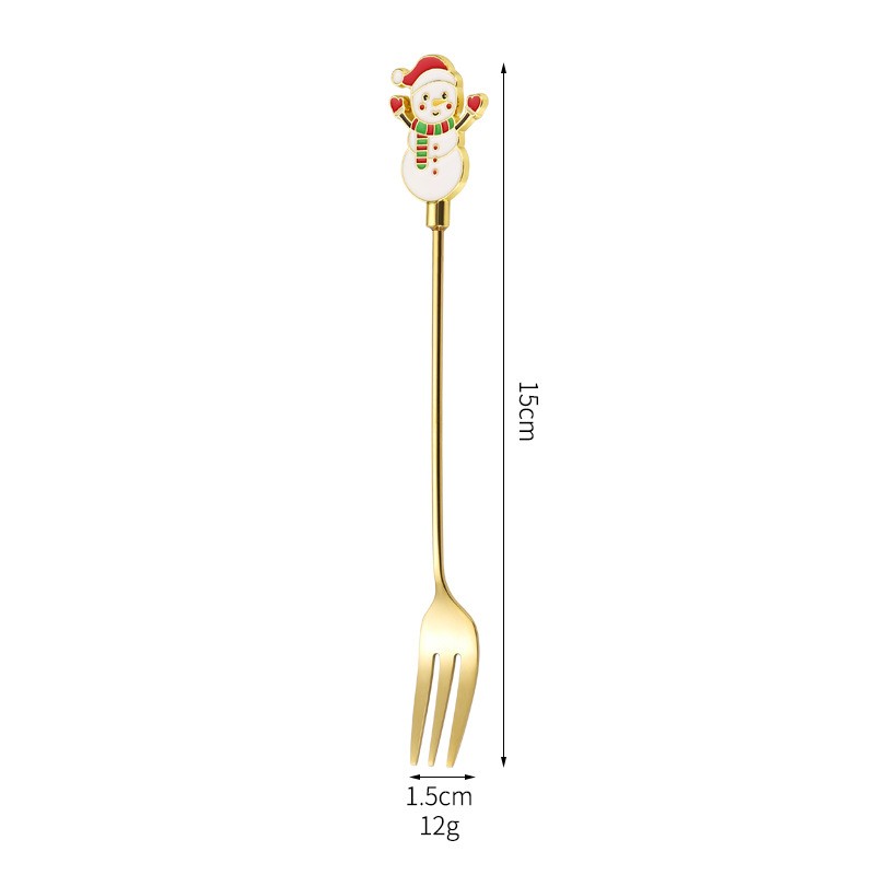 Set 4 Furculite, Tema Craciun, Model Carry The Merry, 4 Modele, din Otel Inoxidabil, 19.5 x 16 x 2 cm, Multicolor [7]