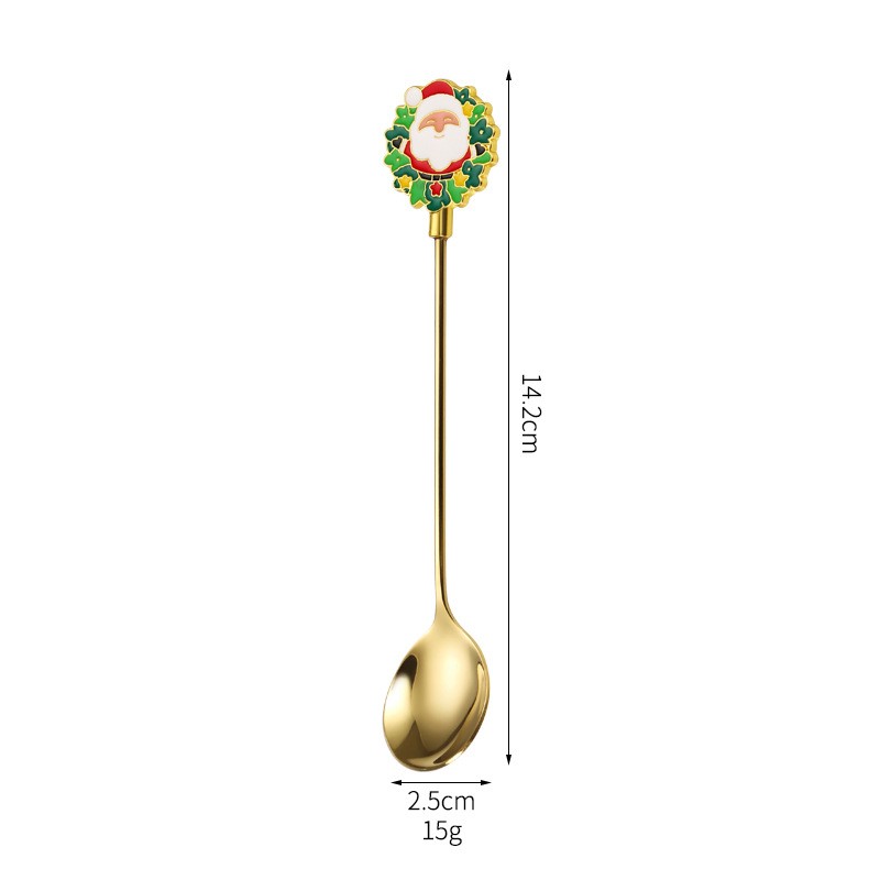 Set 4 Lingurite, Tema Craciun, Model Carry The Merry, 4 Modele, din Otel Inoxidabil, 19.5 x 16 x 2 cm, Multicolor [6]