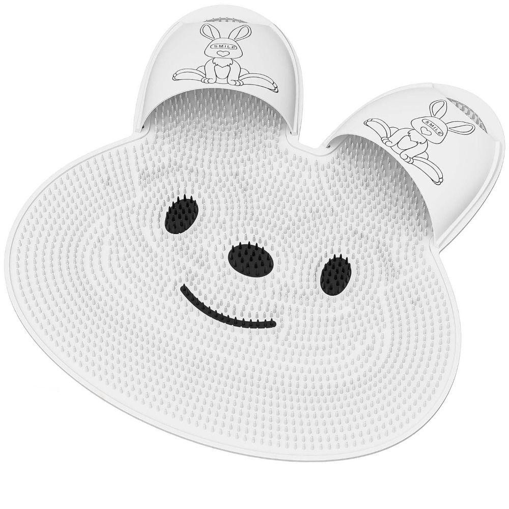 Articole pentru baie - Covoras de Baie, pentru Masaj/Spalat Picioare, din TPE, Antiderapant, 45 x 45 cm, Model Iepuras, Alb