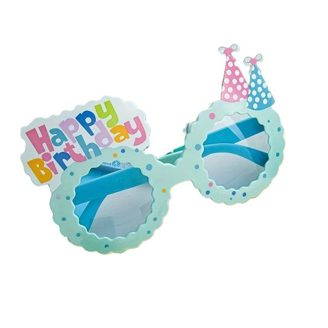 Accesorii Petrecere - Ochelari Decorativi, pentru Petrecere, din ABS, Unisex, Model Happy Birthday, 13.5 x 8.5 cm, Albastru cu Lenile Albastre