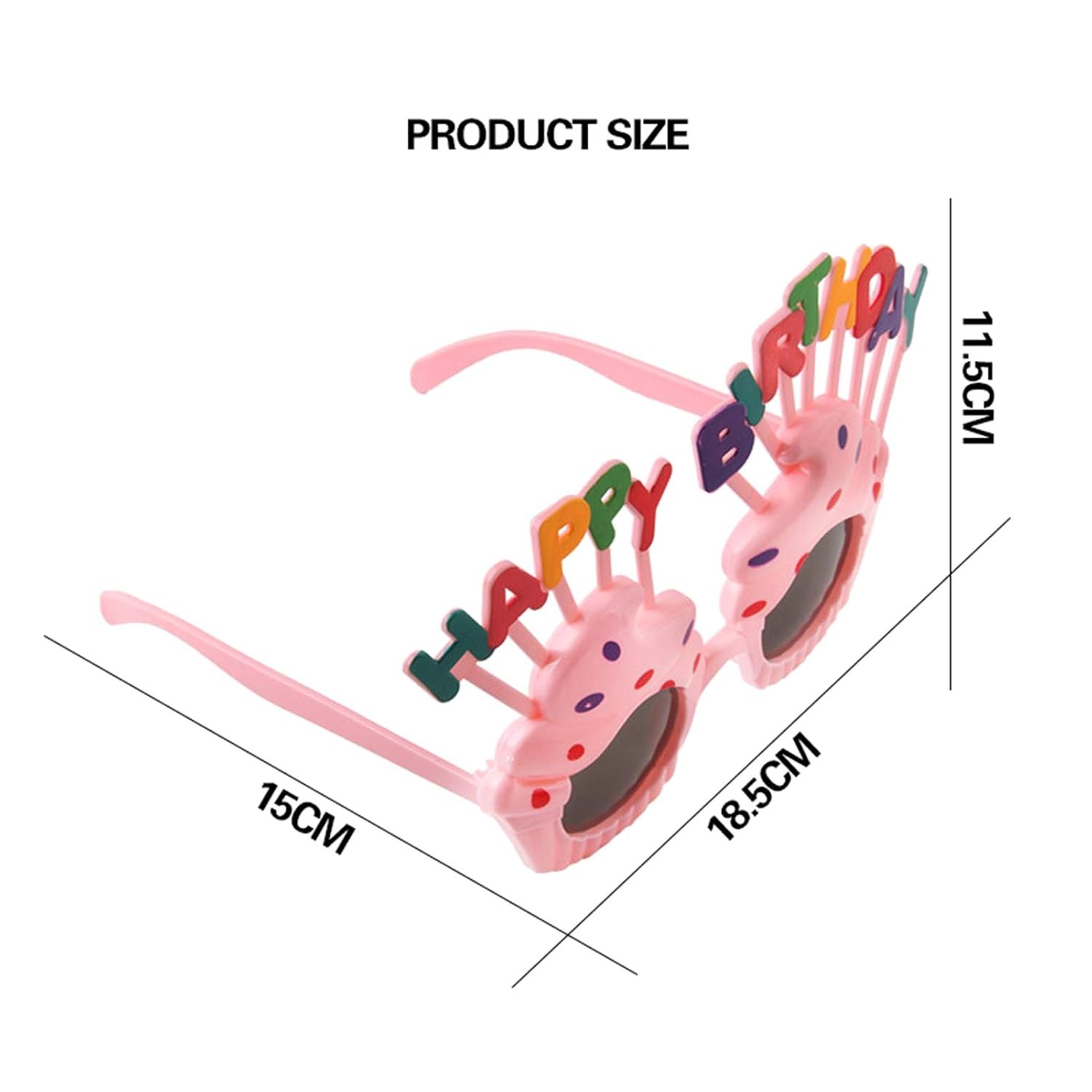 Ochelari Happy Birthday, Tematica Aniversare, Protectie Soare, din Plastic, Model Prajiturele, 18.5x11.5 cm, Roz [6]