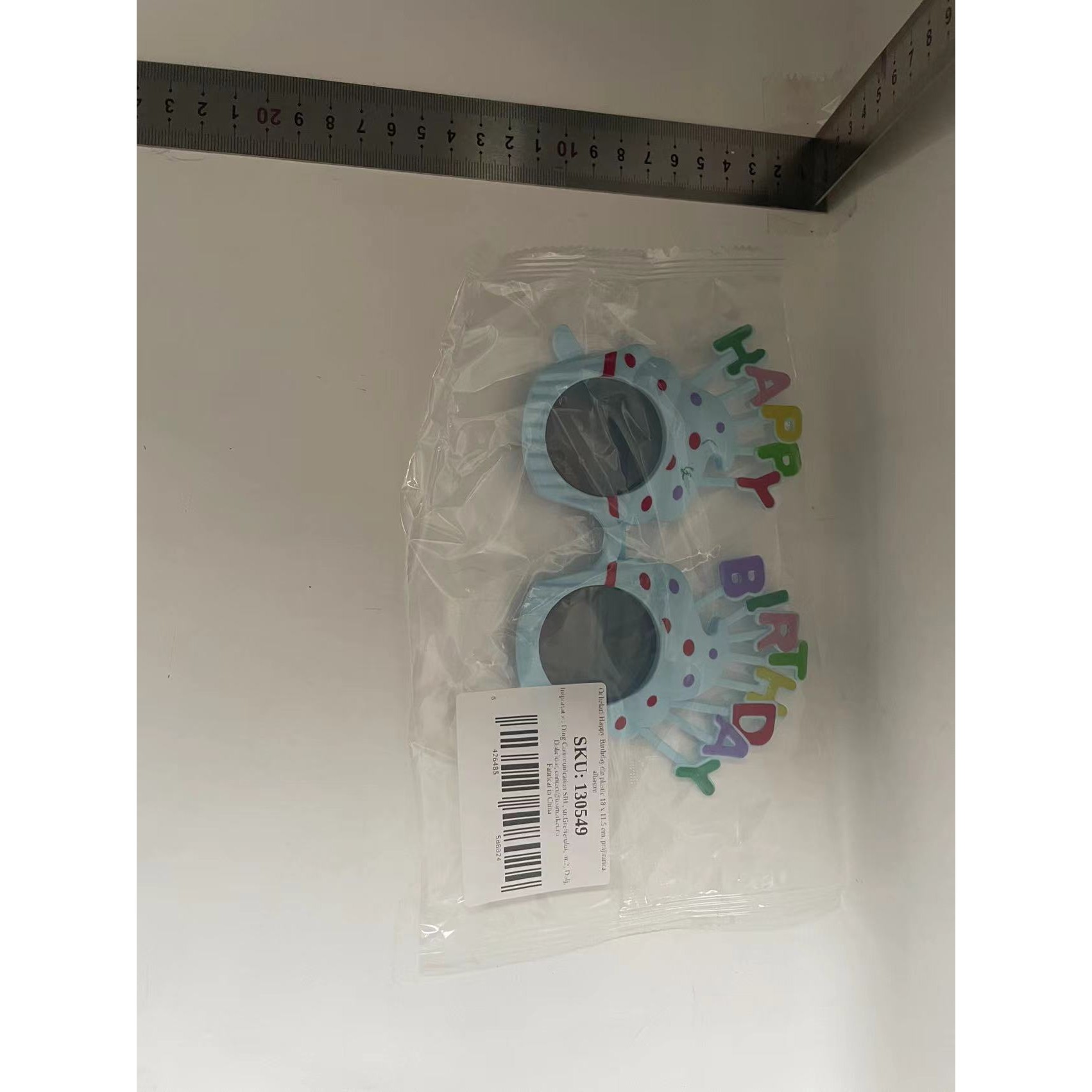 Ochelari Happy Birthday, Tematica Aniversare, Protectie Soare, din Plastic, Model Prajiturele, 18.5x11.5 cm, Albastru [1]