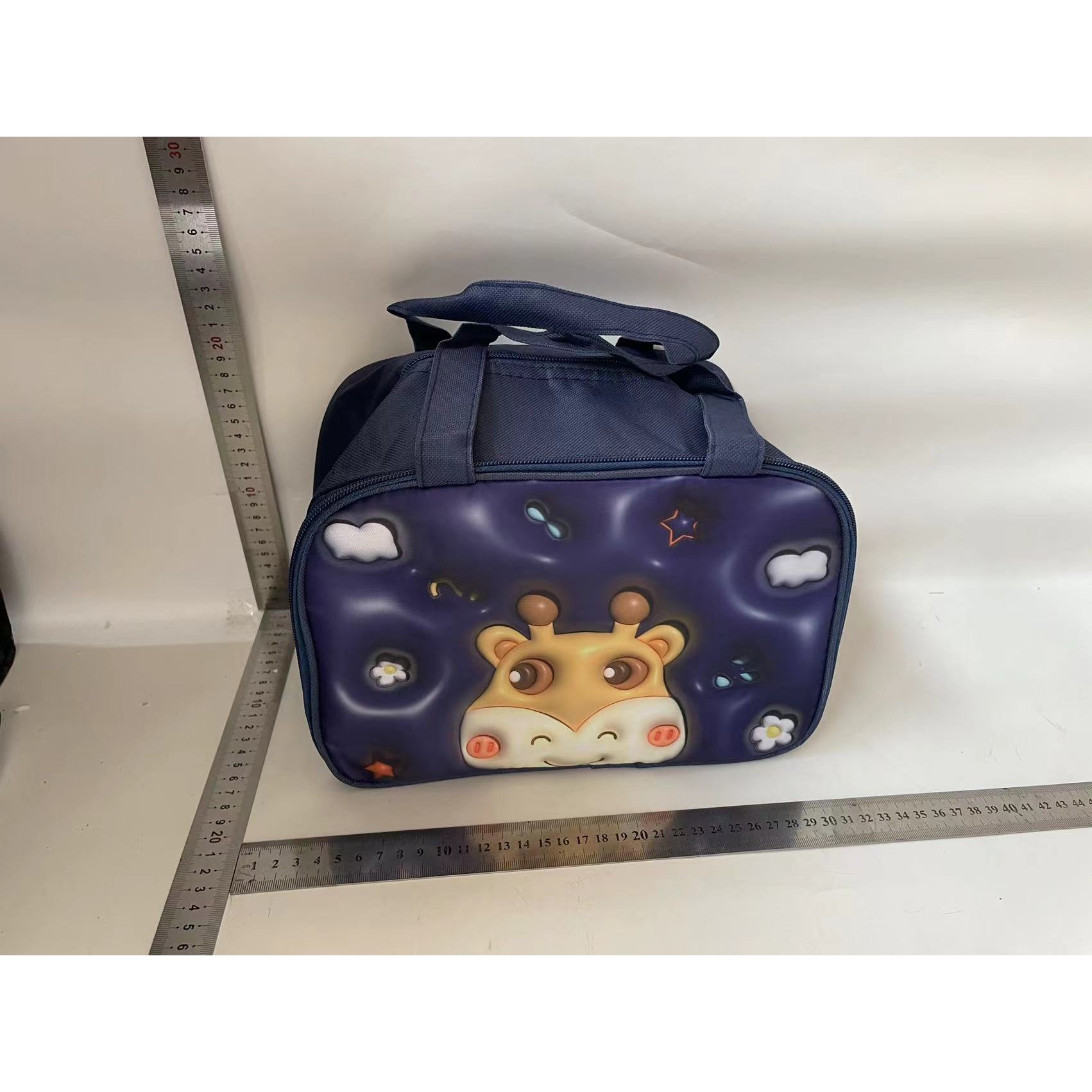 Geant? Frigorific?, cu Desene Animat 3D, Portabil? pentru Copii, de Prânz, din Pânz? Oxford, 27.5x18x20 cm, Model Cerb, Albastru [1]