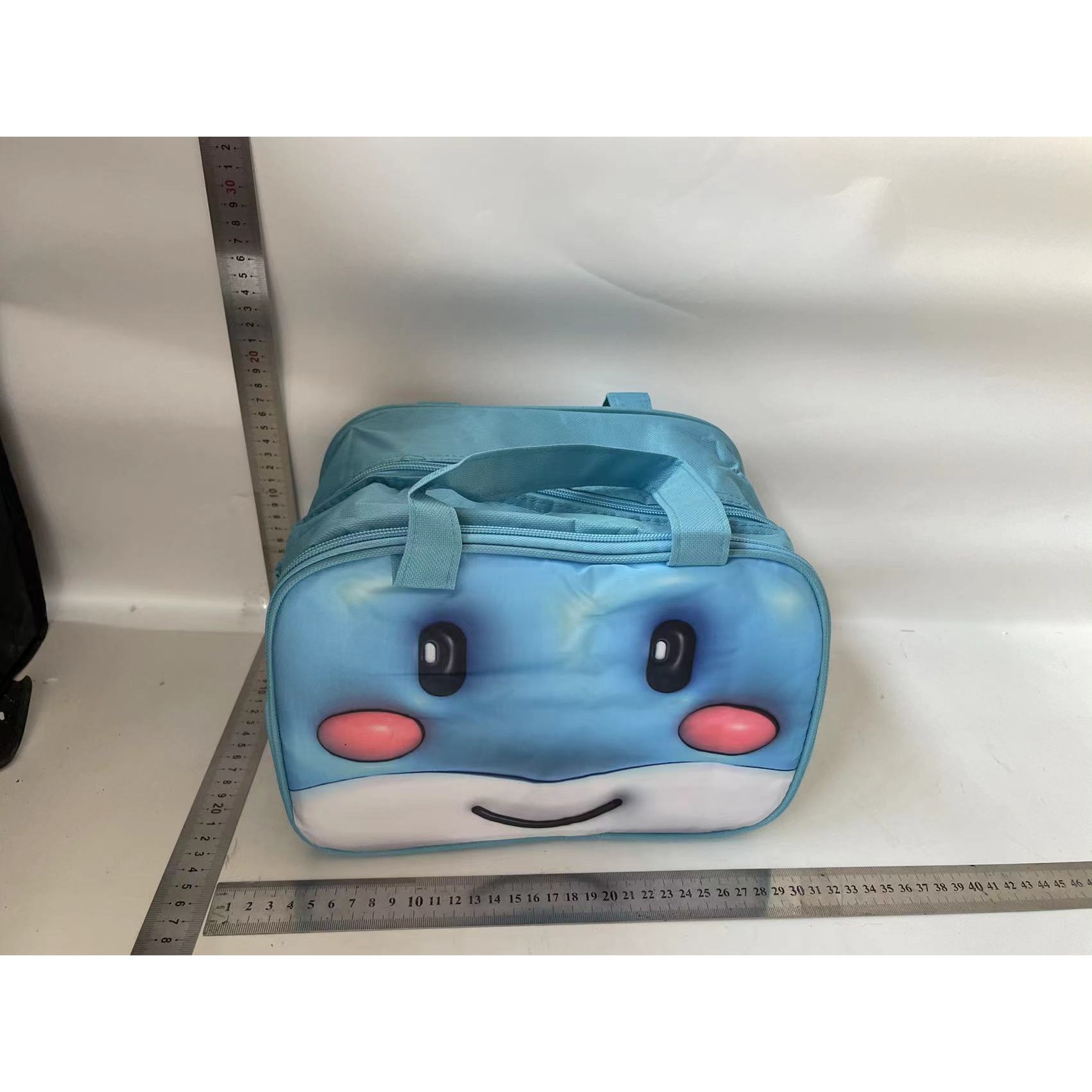 Geant? Frigorific?, cu Desene Animat 3D, Portabil? pentru Copii, de Prânz, din Pânz? Oxford, 27.5x18x20 cm, Model Balena, Albastru [1]