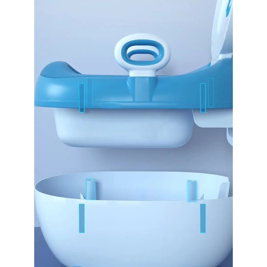 Olita pentru Copii, +1an, Portabila, Design cu Ancora, cu Capac, Model Prietenos, Non-Toxic, Compartiment Detasabil, cu Manere, cu 4 Picioare, Usor de Curatat, 46*33*32 cm, Albastru [2]