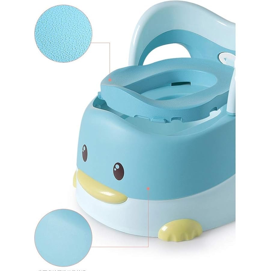 Olita pentru Copii, +6 luni, Detasabila, cu Capac, Antiderapanta, din Plastic, Colac Moale, Model Ratusca, 38x32x30 cm, Albastru [4]