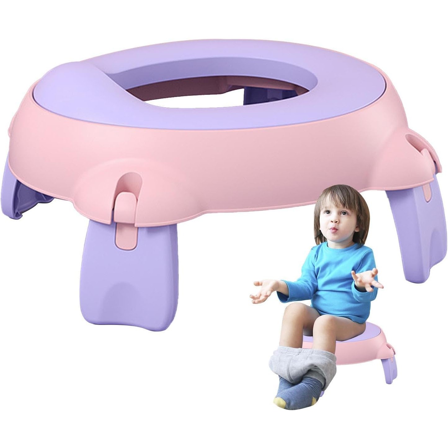 Olita Portabila, pentru Calatorii, Confectionata din Spuma PU, 1-6 ani, 34x32x17 cm, Roz/Mov [4]