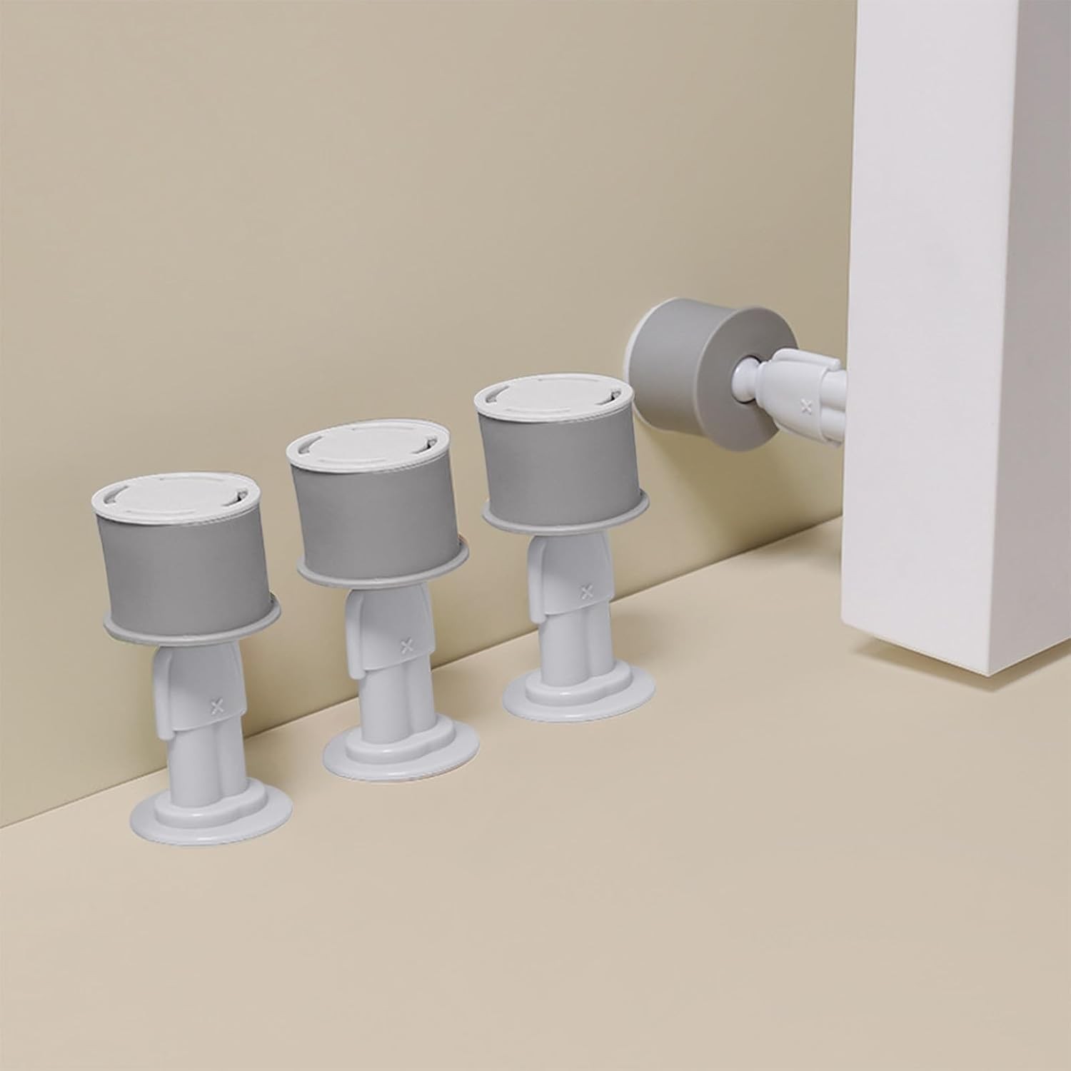 Opritor de Usa, din Silicon, Model Magicial, cu Prindere de Perete, Anti-Coliziune, 4x 8.5 cm, Gri [2]