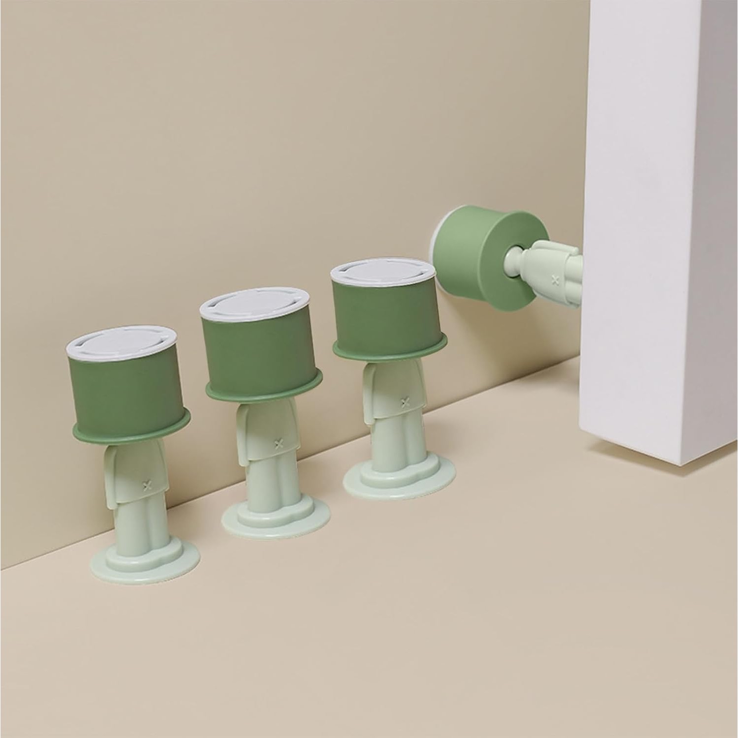 Opritor de Usa, din Silicon, Model Magicial, cu Prindere de Perete, Anti-Coliziune, 4x 8.5 cm, Verde [2]