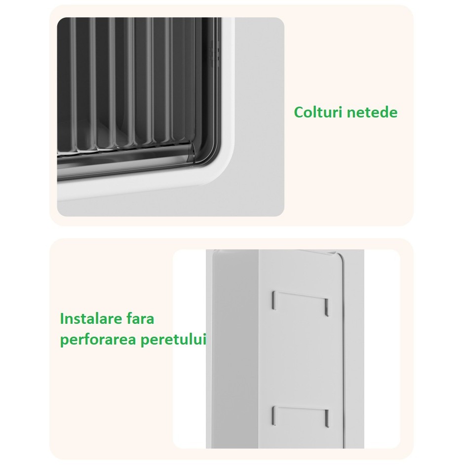 Organizator Cosmetice, Montare pe Perete fara Perforare, 36.5x10.9x20 cm, din PP si ABS, Alb-Negru, Usa Transparenta [5]