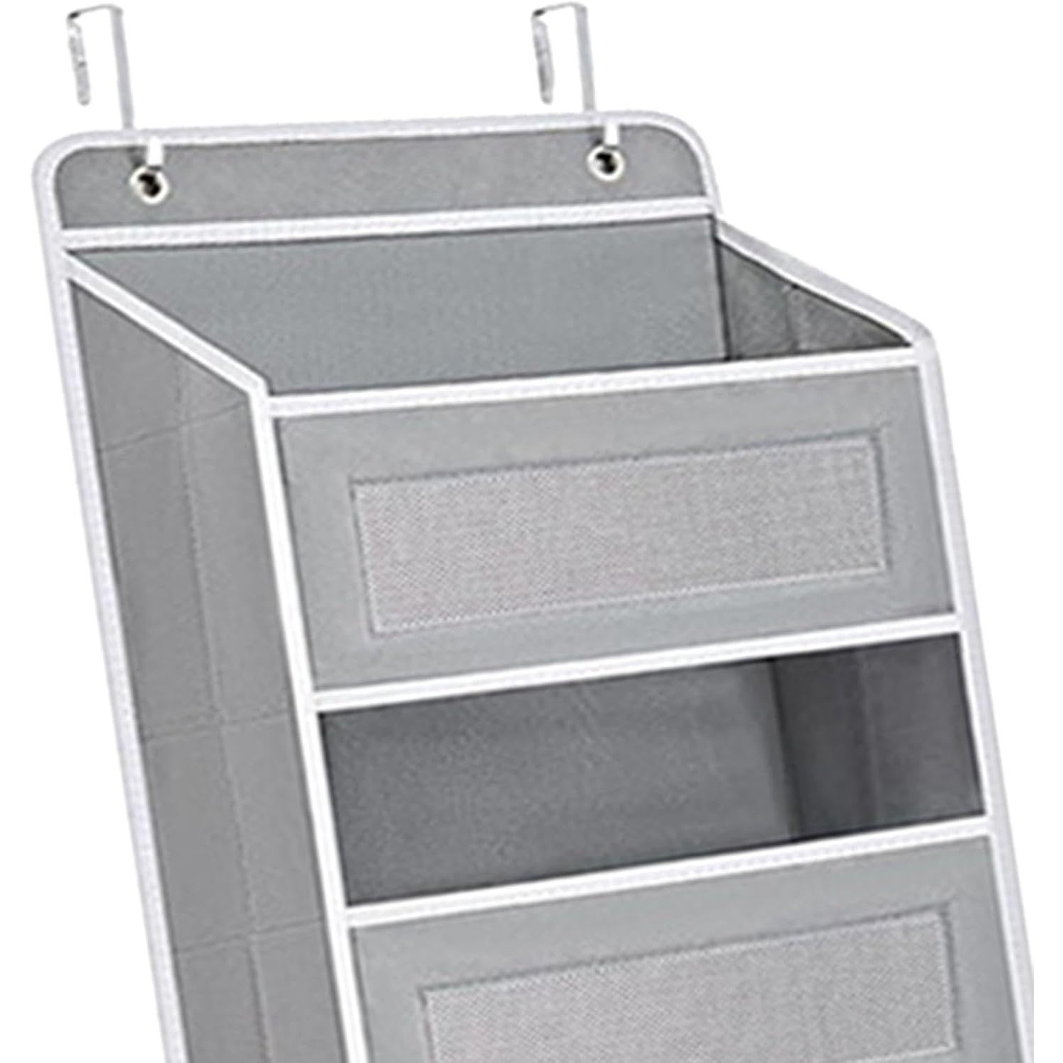 Organizator Suspendat pentru Usi, din Nailon si Plasa, Baza de Carton Ingrosat, 5 Buzunare Principale + 5 Buzunare Laterale, 146 x 40 x 17 cm, 2 Carlige Incluse, Gri [1]