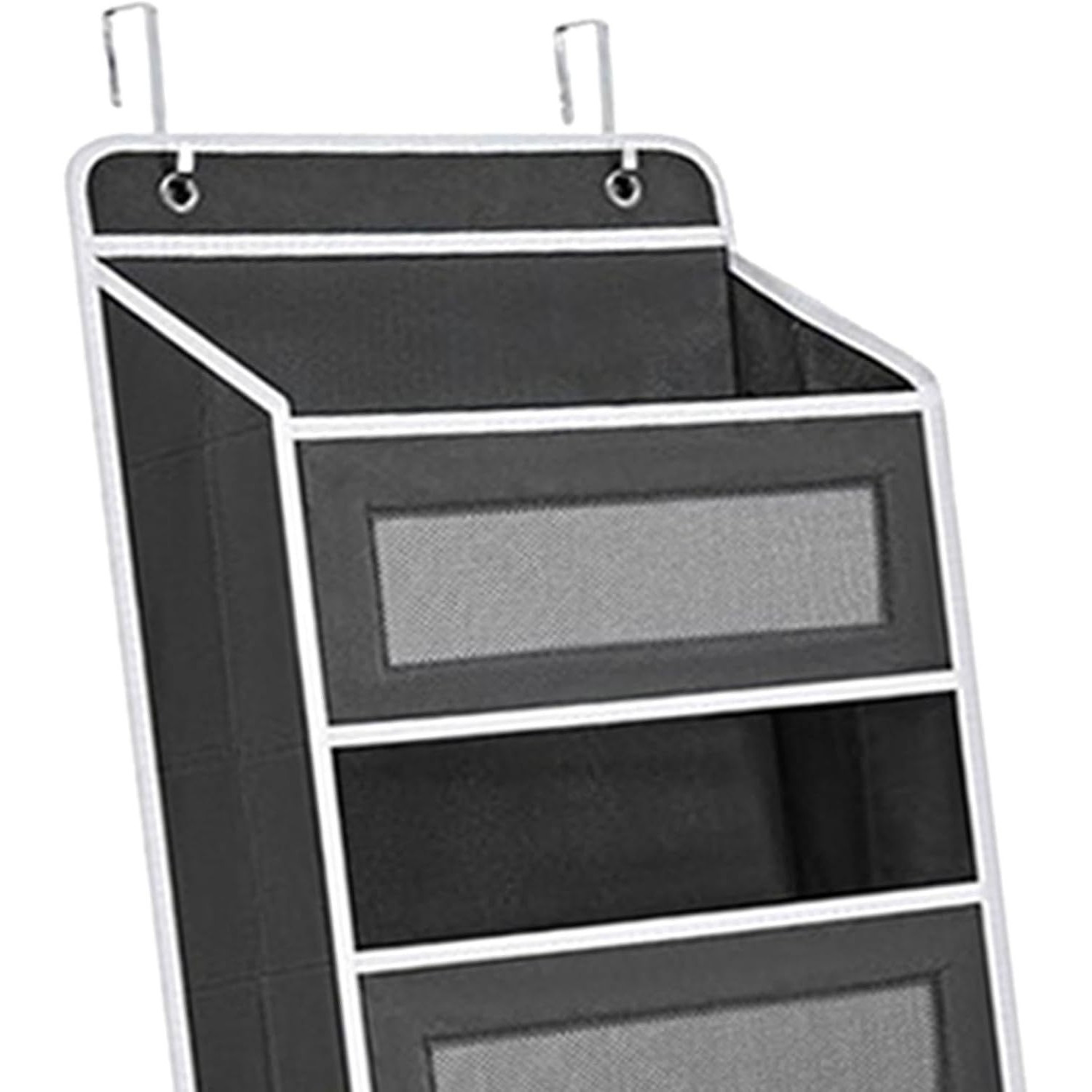 Organizator Suspendat pentru Usi, din Nailon si Plasa, Baza de Carton Ingrosat, 5 Buzunare Principale + 5 Buzunare Laterale, 146 x 40 x 17 cm, 2 Carlige Incluse, Negru [1]