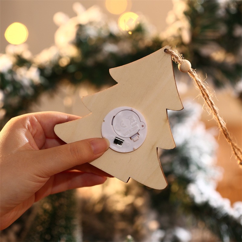 Ornament de Brad, cu Lumini LED, din Lemn, Figurina Elf, Model Brad, Multicolor [2]