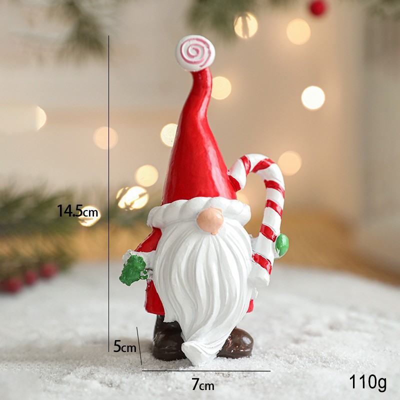 Ornament de Craciun din Rasina pentru Decor, Model Spiridus, Decoratiune de Birou pentru Craciun, 14.5 x 7 x 5 cm, Rosu Alb [1]