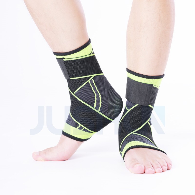 Fitness si sport - Orteza pentru Glezna, cu Benzi Elastice de Fixare, 24 x 10.5 cm, din Nailon, Negru/Verde