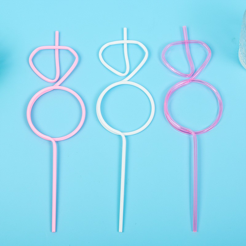 Pai de Plastic, Model Inel cu Diamant, Tematica Nunta, Diametru 0.5 cm, Roz/Alb [1]