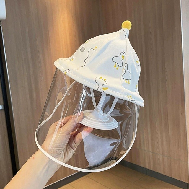 Palarie de Protectie pentru Bebelusi, Model Ratuste, Pescareasca, de Primavara si Toamna, cu Masca si Fermoar, 48 cm, pentru 6-12 Luni, Alb [3]