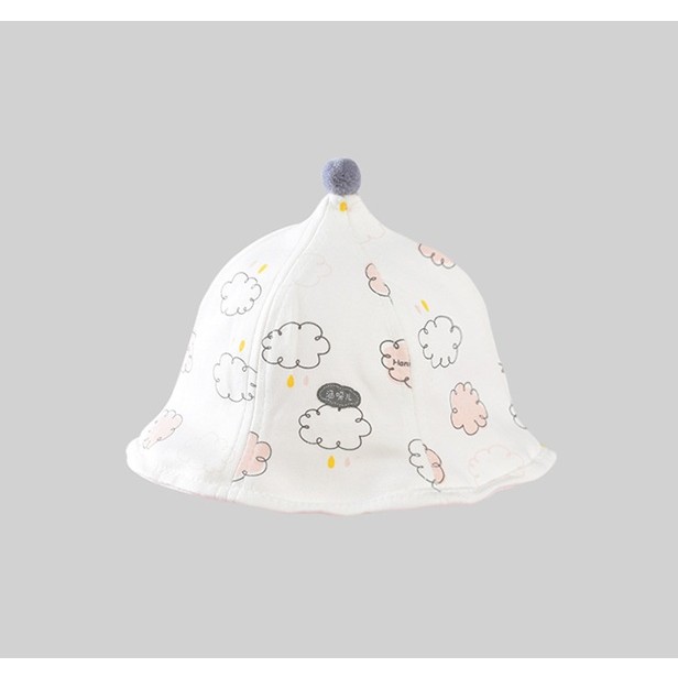 Palarie de Protectie pentru Bebelusi, Model cu Norisori Roz, Pescareasca, de Primavara si Toamna, cu Masca si Fermoar, 42 cm, pentru 0-3 Luni, Roz [1]