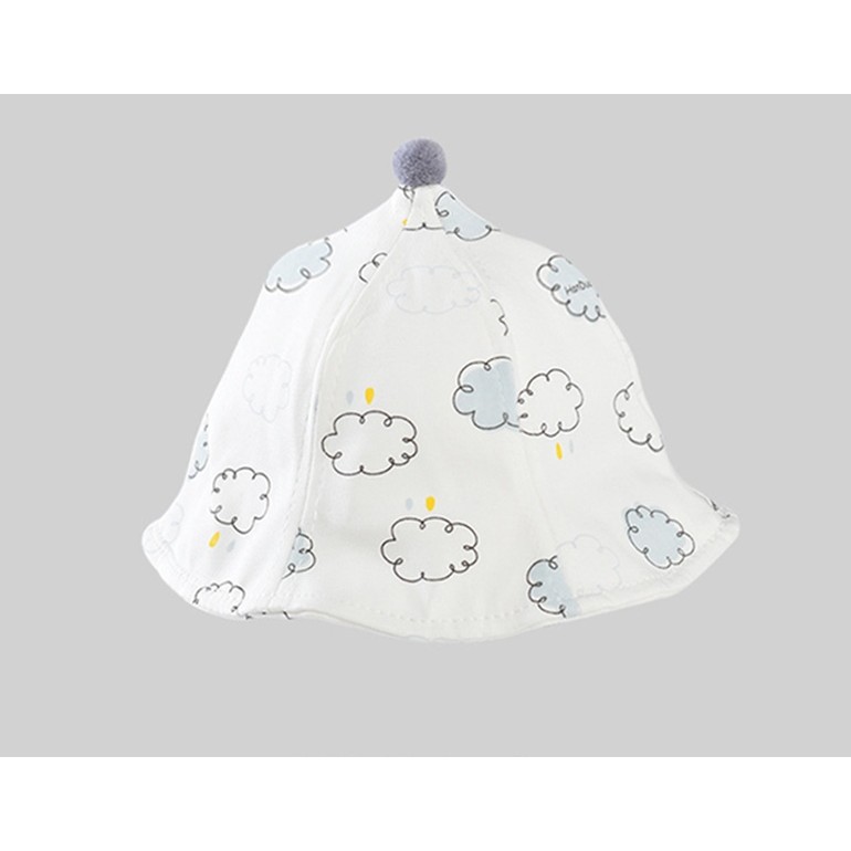 Palarie de Protectie pentru Bebelusi, Model cu Norisori Albastri, Pescareasca, de Primavara si Toamna, cu Masca si Fermoar, 48 cm, pentru 6-12 Luni, Bleu [1]