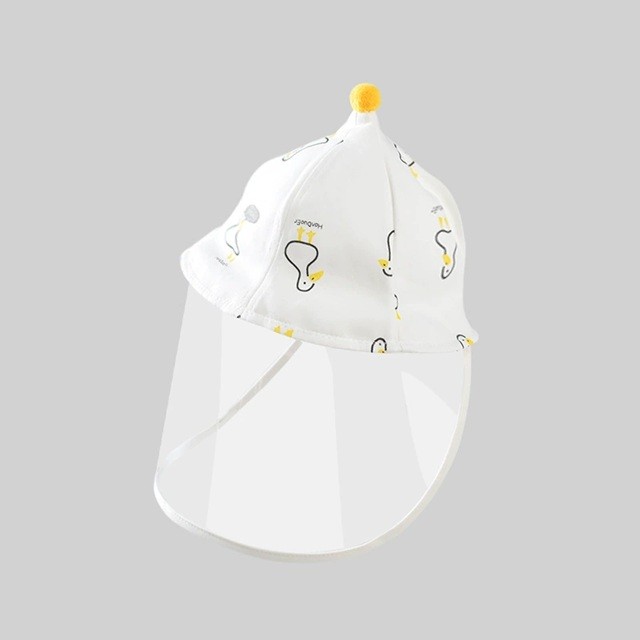 Palarie de Protectie pentru Bebelusi, Model Ratuste, Pescareasca, de Primavara si Toamna, cu Masca si Fermoar, 48 cm, pentru 6-12 Luni, Alb [2]