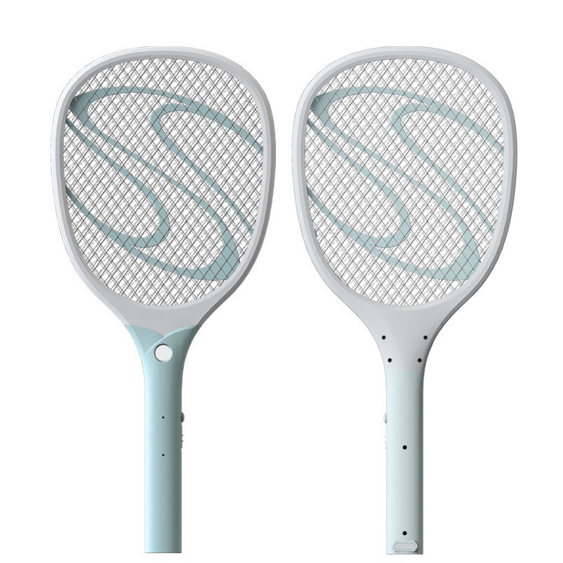 Paleta Electrica pentru Tantari, Muste sau Insecte LED, Reincarcabila, Incarcare USB, Plastic, Casa si Gradina, Anti-insecte, Alb-Albastru [9]