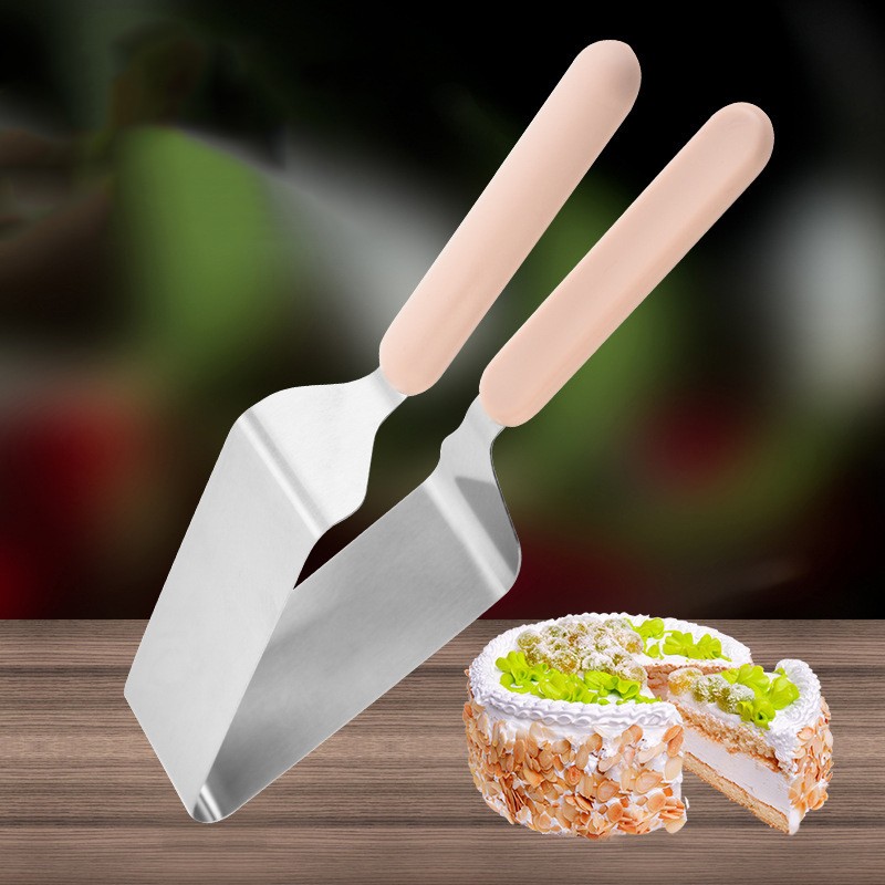 Paleta pentru Taiat si Servit Prajituri, Otel Inoxidabil, Maner Usor de Prins, Divizor Triunghiular, 27 x 12 cm, Roz [2]