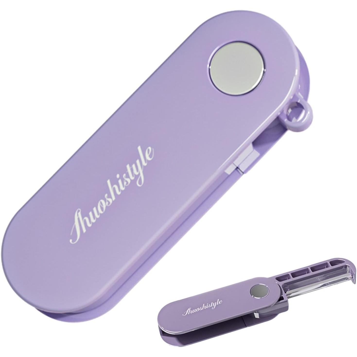 Peeler pentru Legume si Fructe, 3.6 x 9.1 cm, Multifunctional, Curatator Pliabil, din ABS si Otel Inoxidabil, Mov [2]