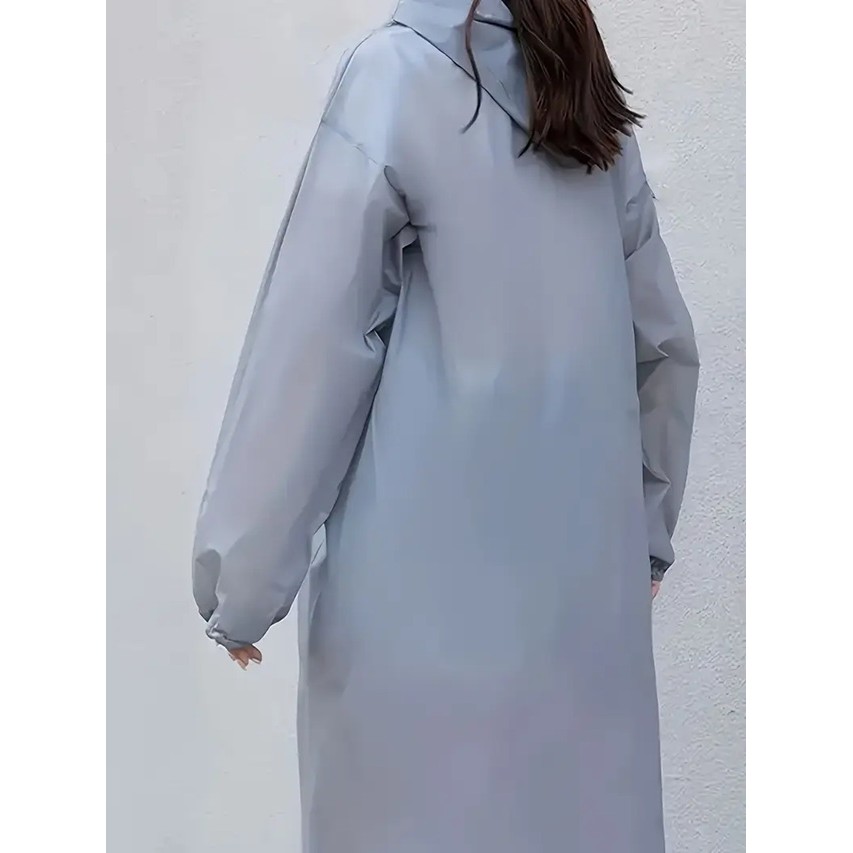 Pelerina de Ploaie, pentru Adulti 150-180 cm, din EVA, Impermeabila, Rezistenta la Vant, Inchidere cu Capse, 140 g, Gri [5]