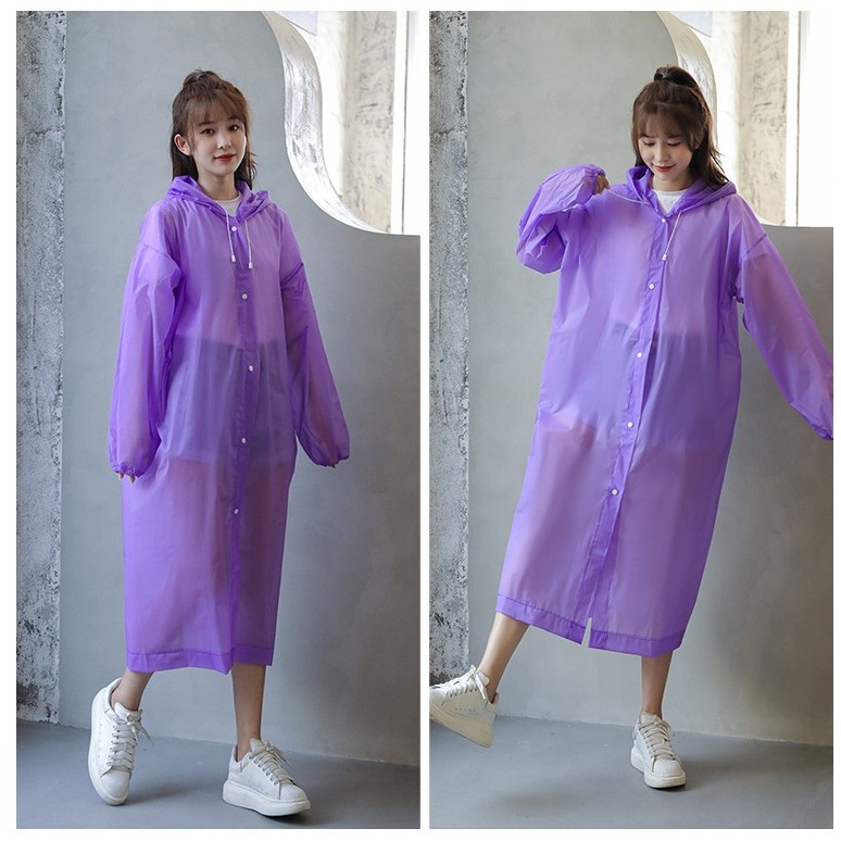 Pelerina de Ploaie, pentru Adulti 150-180 cm, din EVA, Impermeabila, Rezistenta la Vant, Inchidere cu Capse, 140 g, Mov [1]