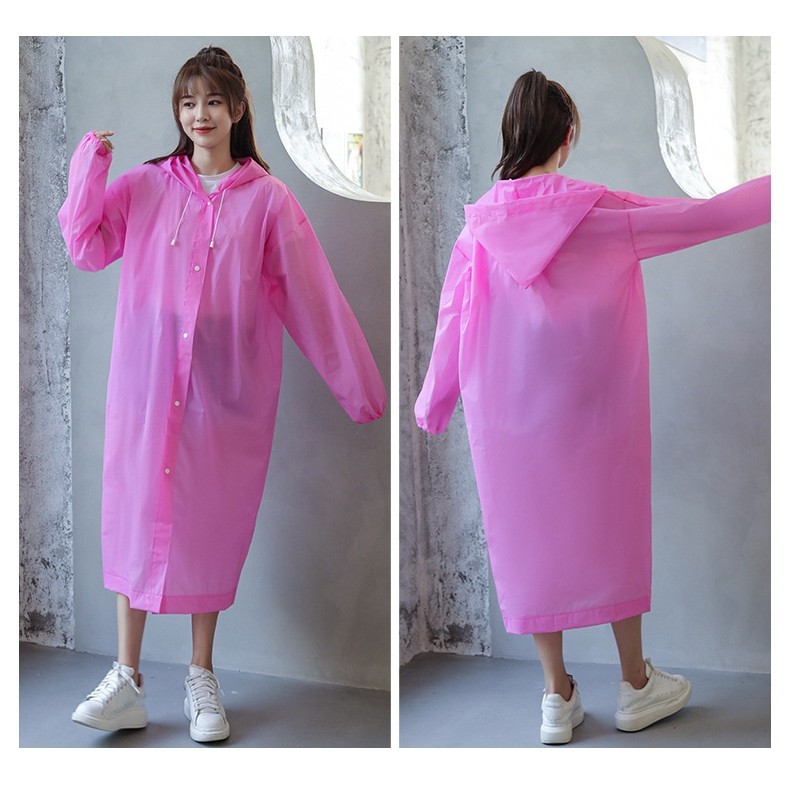 Pelerina de Ploaie, pentru Adulti 150-180 cm, din EVA, Impermeabila, Rezistenta la Vant, Inchidere cu Capse, 140 g, Roz [5]