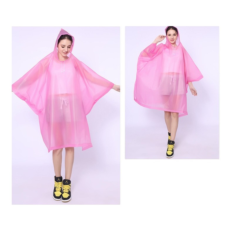 Pelerina de Ploaie, pentru Adulti, EVA, Tip Poncho, Impermeabila, Rezistenta la Vant, Capse Laterale, 160 g, Roz [4]