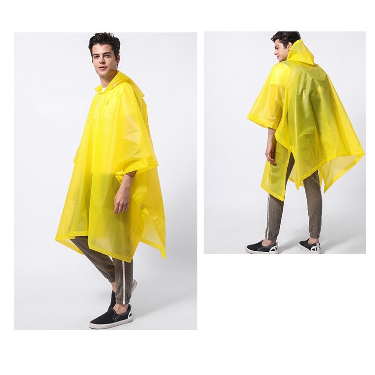 Pelerina de Ploaie, pentru Adulti, EVA, Tip Poncho, Impermeabila, Rezistenta la Vant, Capse Laterale, 160 g, Galben [1]