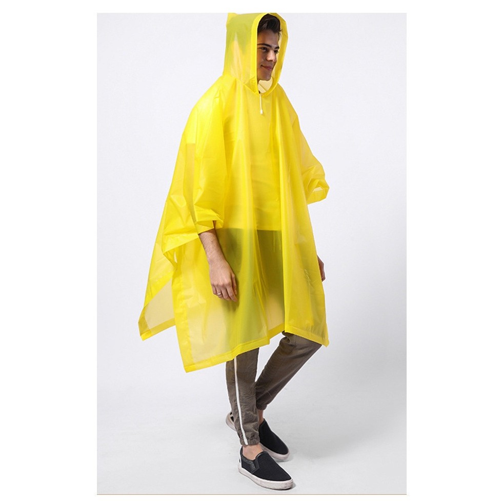 Pelerina de Ploaie, pentru Adulti, EVA, Tip Poncho, Impermeabila, Rezistenta la Vant, Capse Laterale, 160 g, Galben [3]