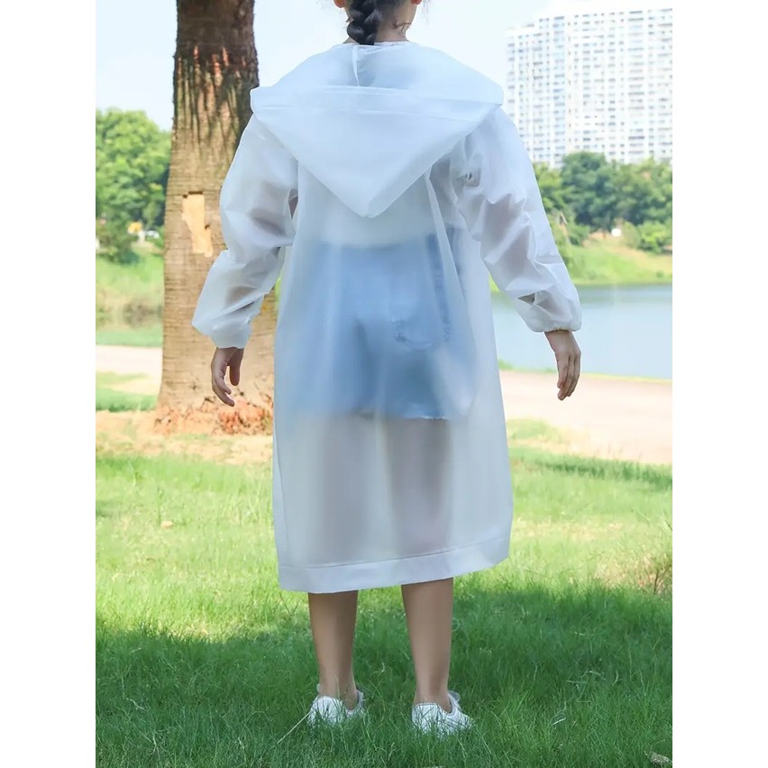 Pelerina de Ploaie, pentru Copii 100-145 cm, din EVA, Impermeabila, Inchidere cu Capse, Alb [4]