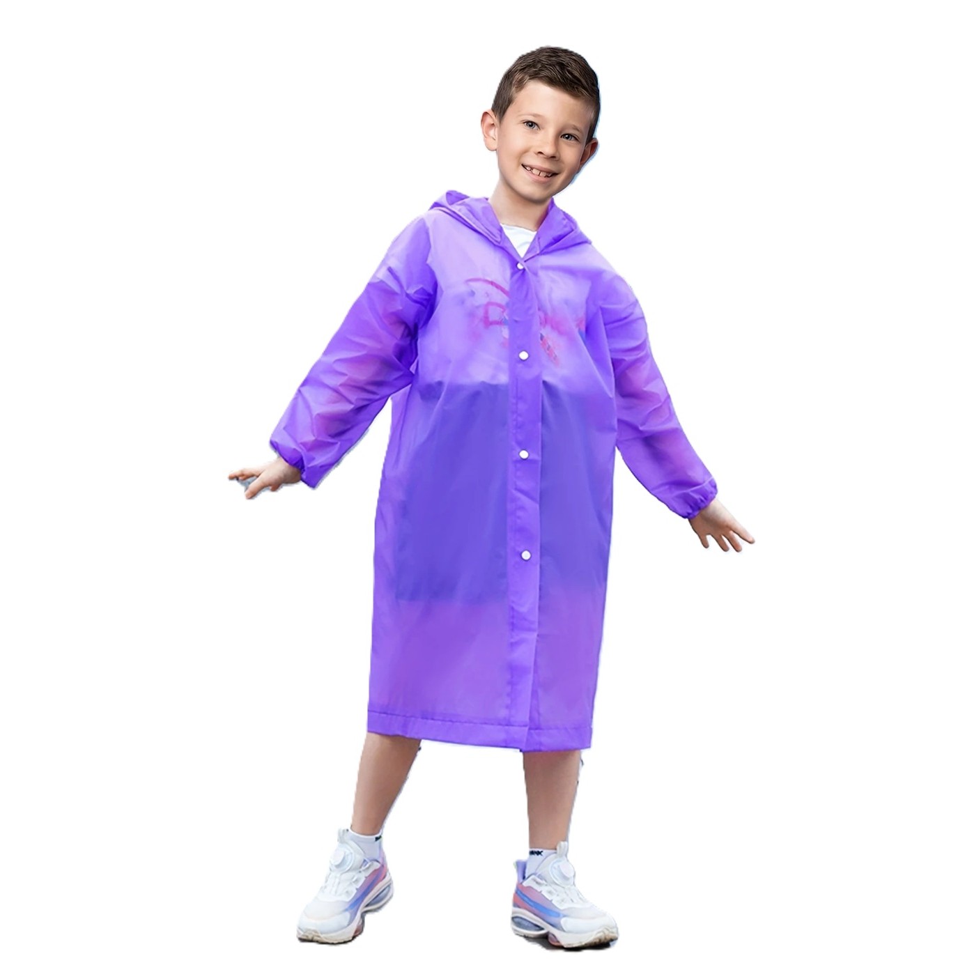 Pelerine, Umbrele si Accesorii - Pelerina de Ploaie, pentru Copii 100-145 cm, din EVA, Impermeabila, Inchidere cu Capse, Mov