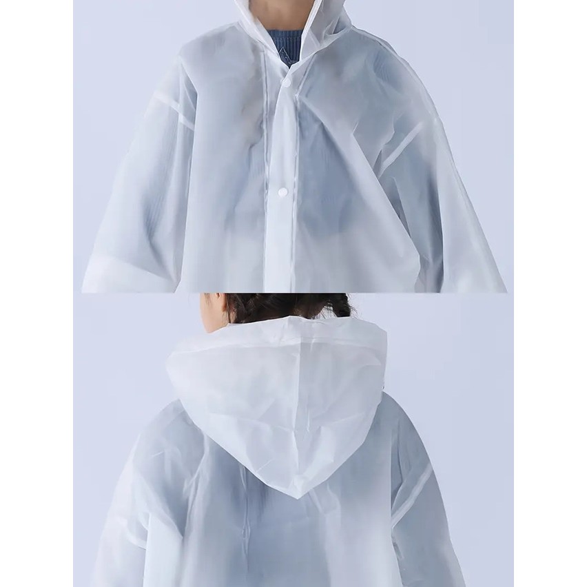 Pelerina de Ploaie, pentru Copii 100-145 cm, din EVA, Impermeabila, Inchidere cu Capse, Alb [2]