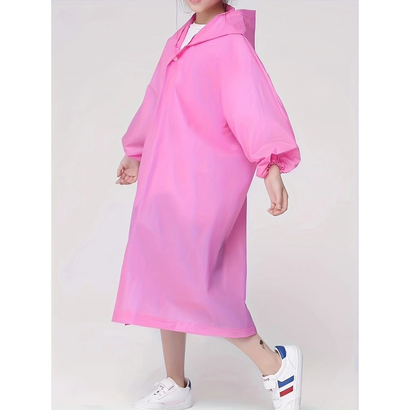 Pelerina de Ploaie, pentru Copii 100-145 cm, din EVA, Impermeabila, Inchidere cu Capse, Roz [3]